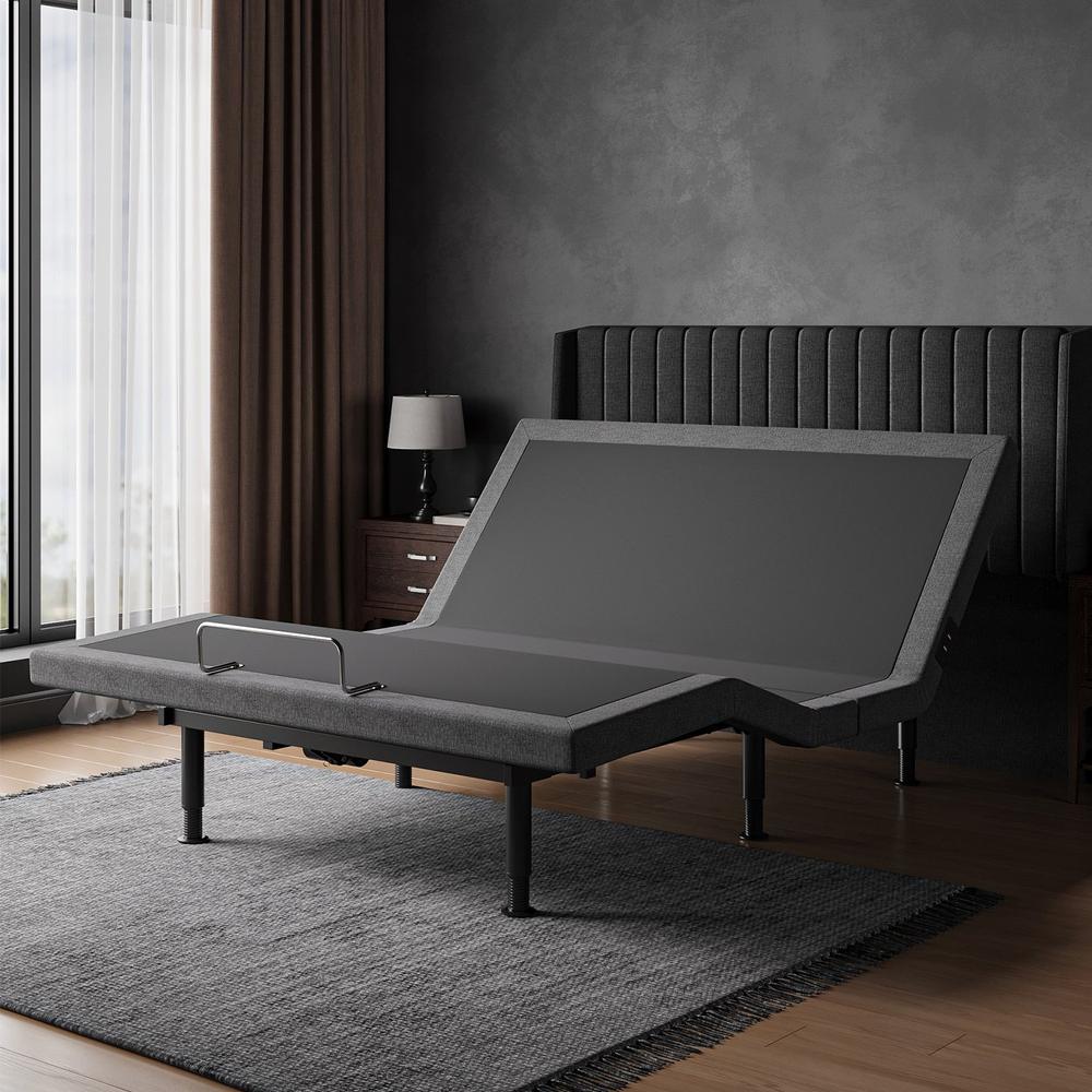 kaipuyiree adjustable base in a bedroom with the head raised and feet slightly lifted